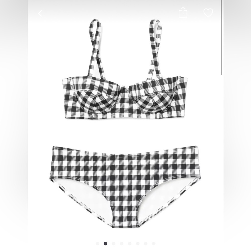 Adore Me Monochrome Checkered Bikini Top is 34DD Bottoms are size M